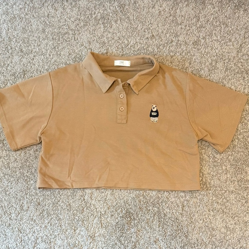 Brown Cropped Polo Shirt Modern Trendy Design